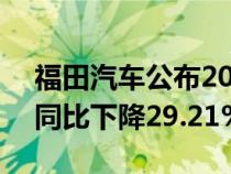 福田汽车公布2022年共销售460126辆新车同比下降29.21%