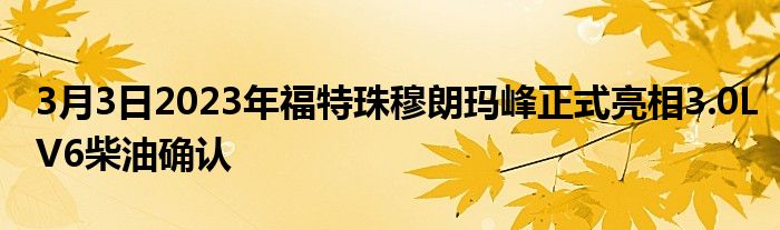 3月3日2023年福特珠穆朗玛峰正式亮相3.0LV6柴油确认